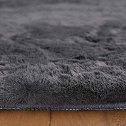 Luxe Velour Modern Solid - Taupe/Black Area Rug