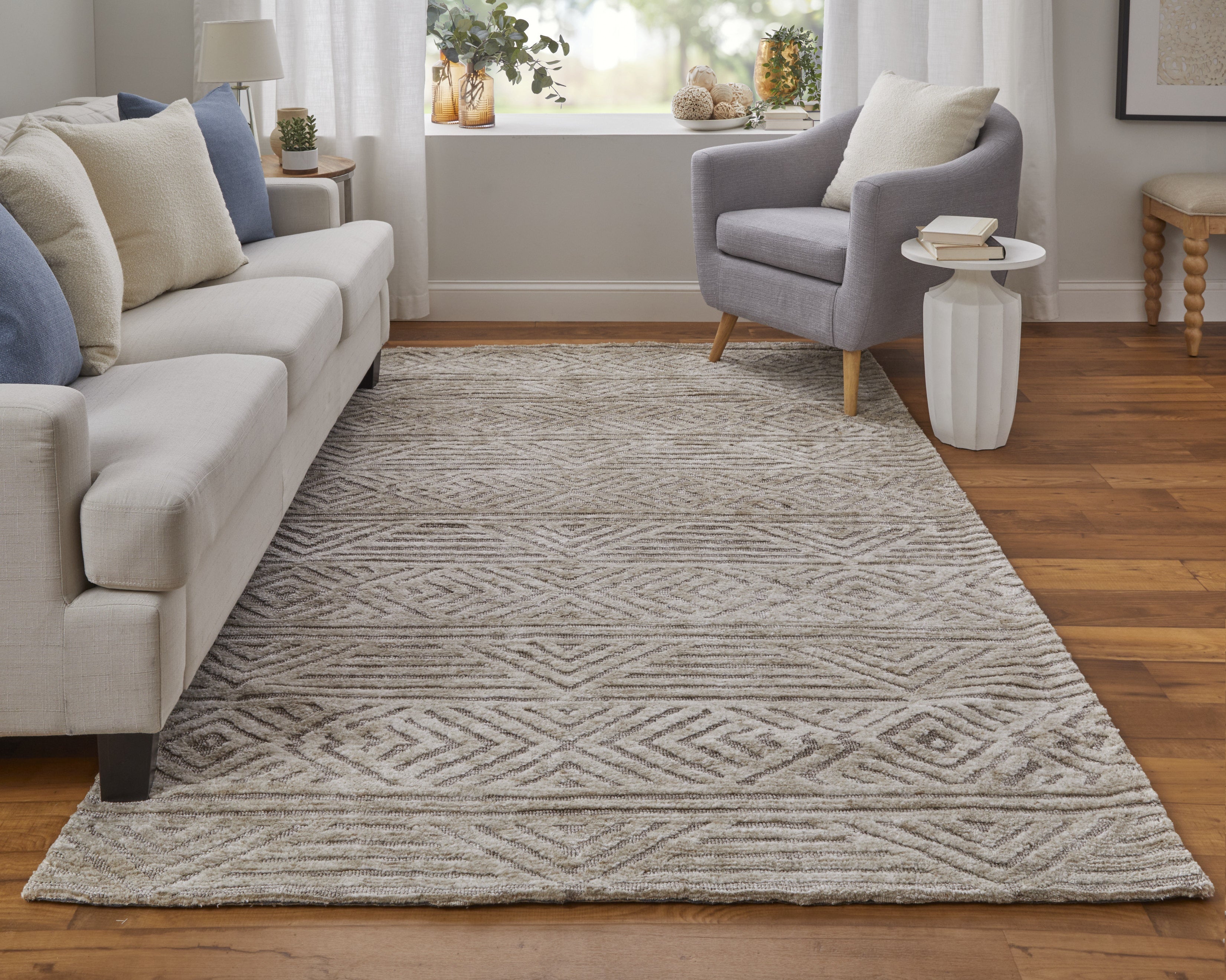 Colton Modern Geometric - Tan/Ivory/Brown Area Rug