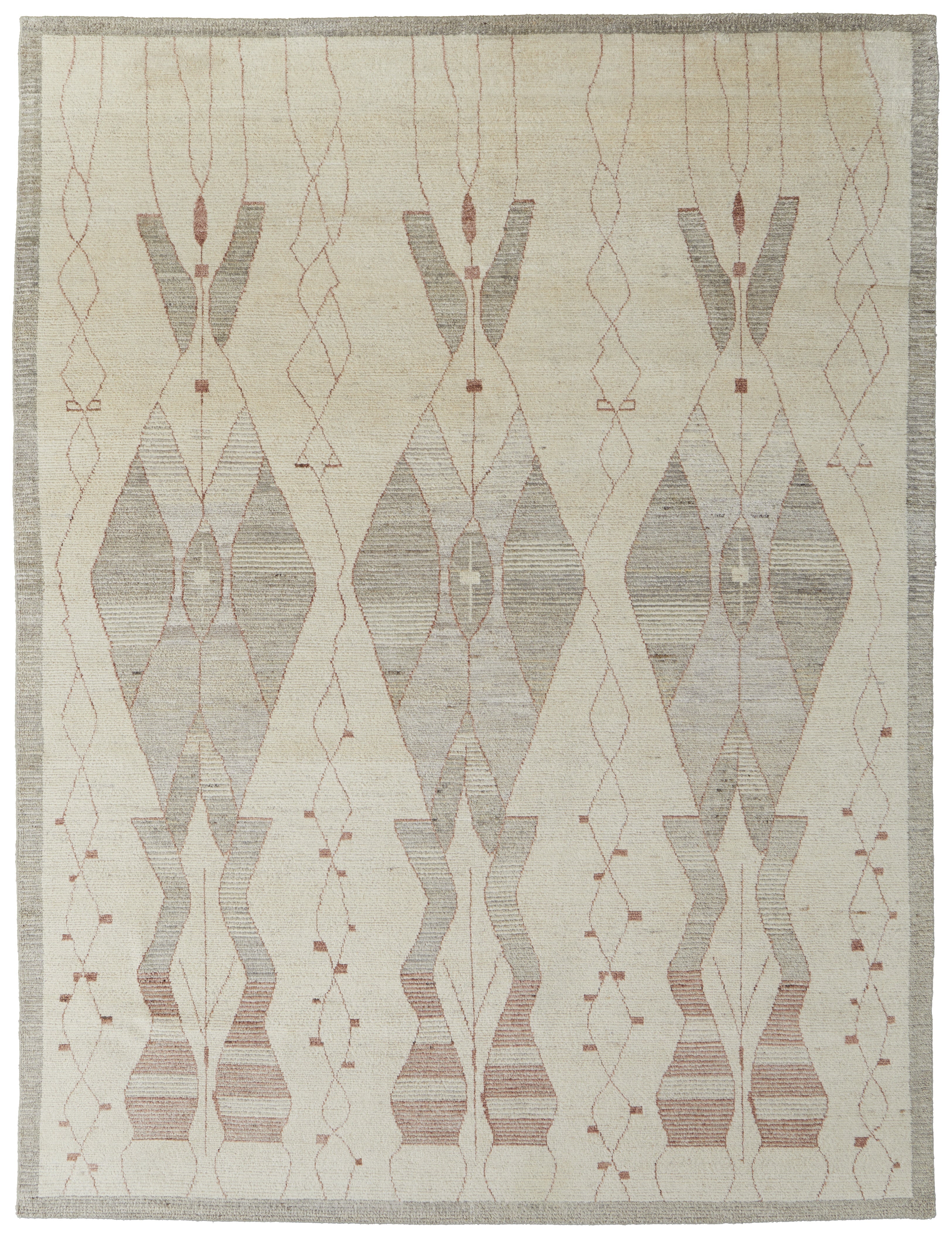 Kasbah Transitional Diamond - Tan/Gray/Red Area Rug