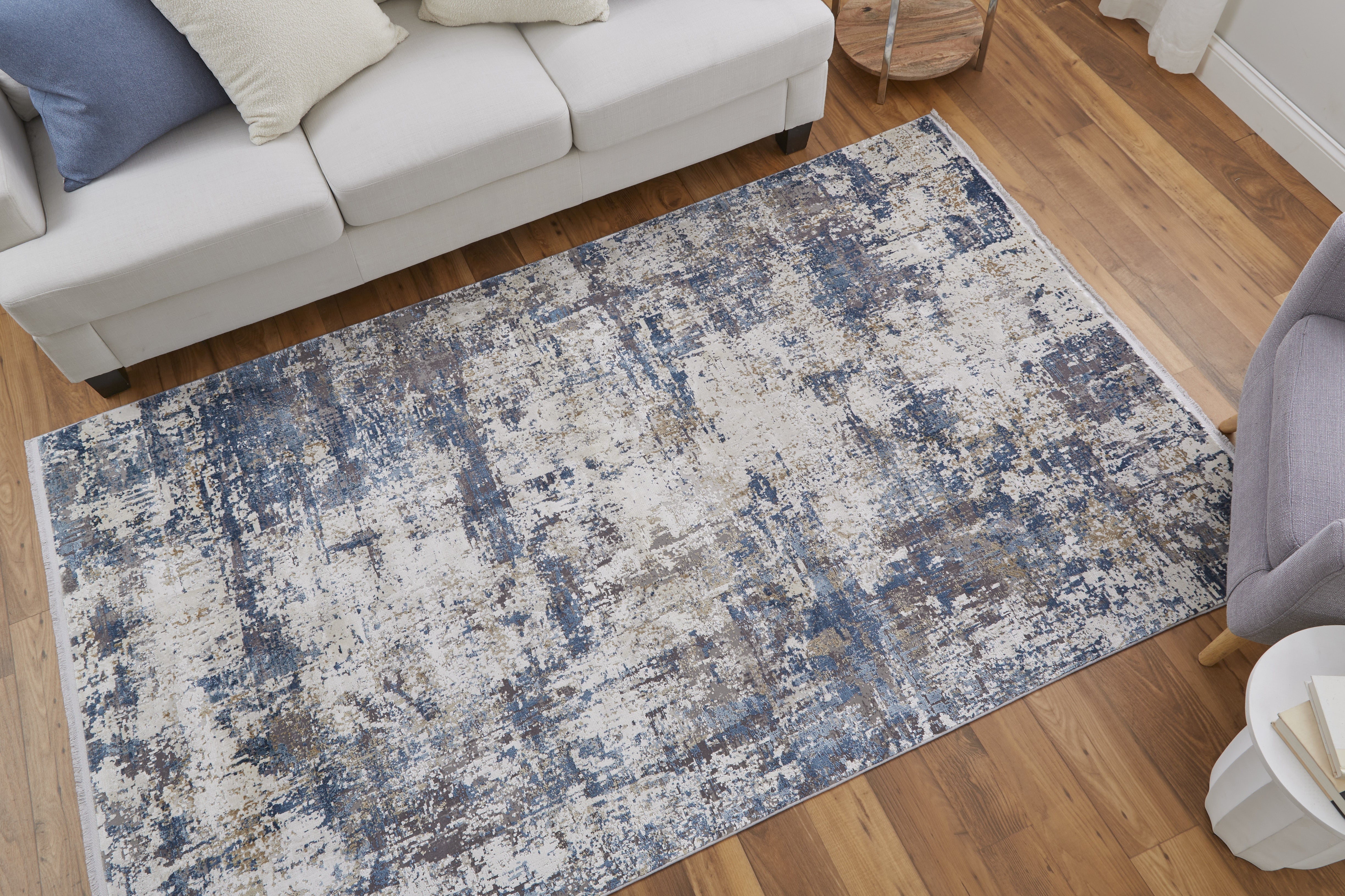Cadiz Modern Abstract - Ivory/Tan/Blue Area Rug