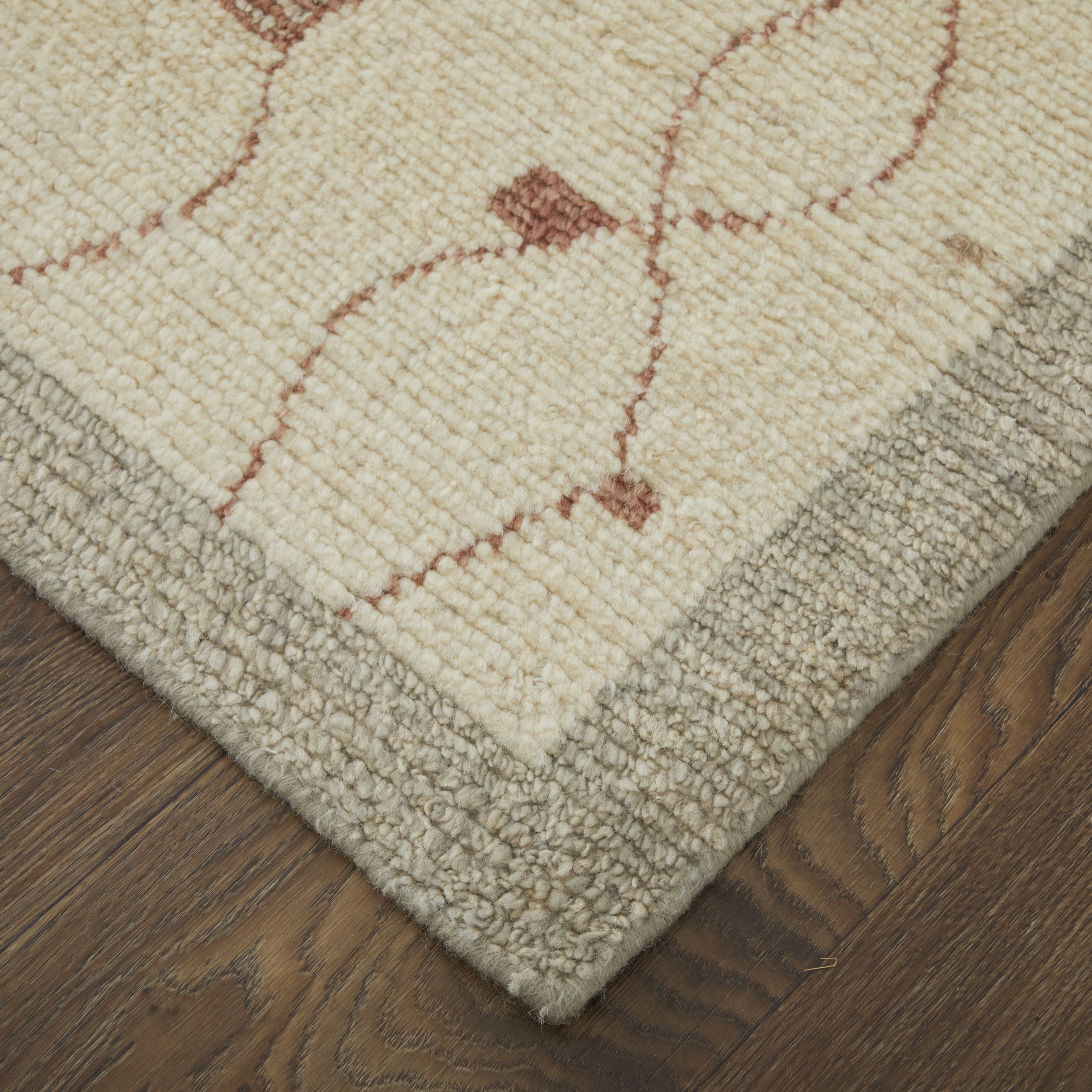 Kasbah Transitional Diamond - Tan/Gray/Red Area Rug