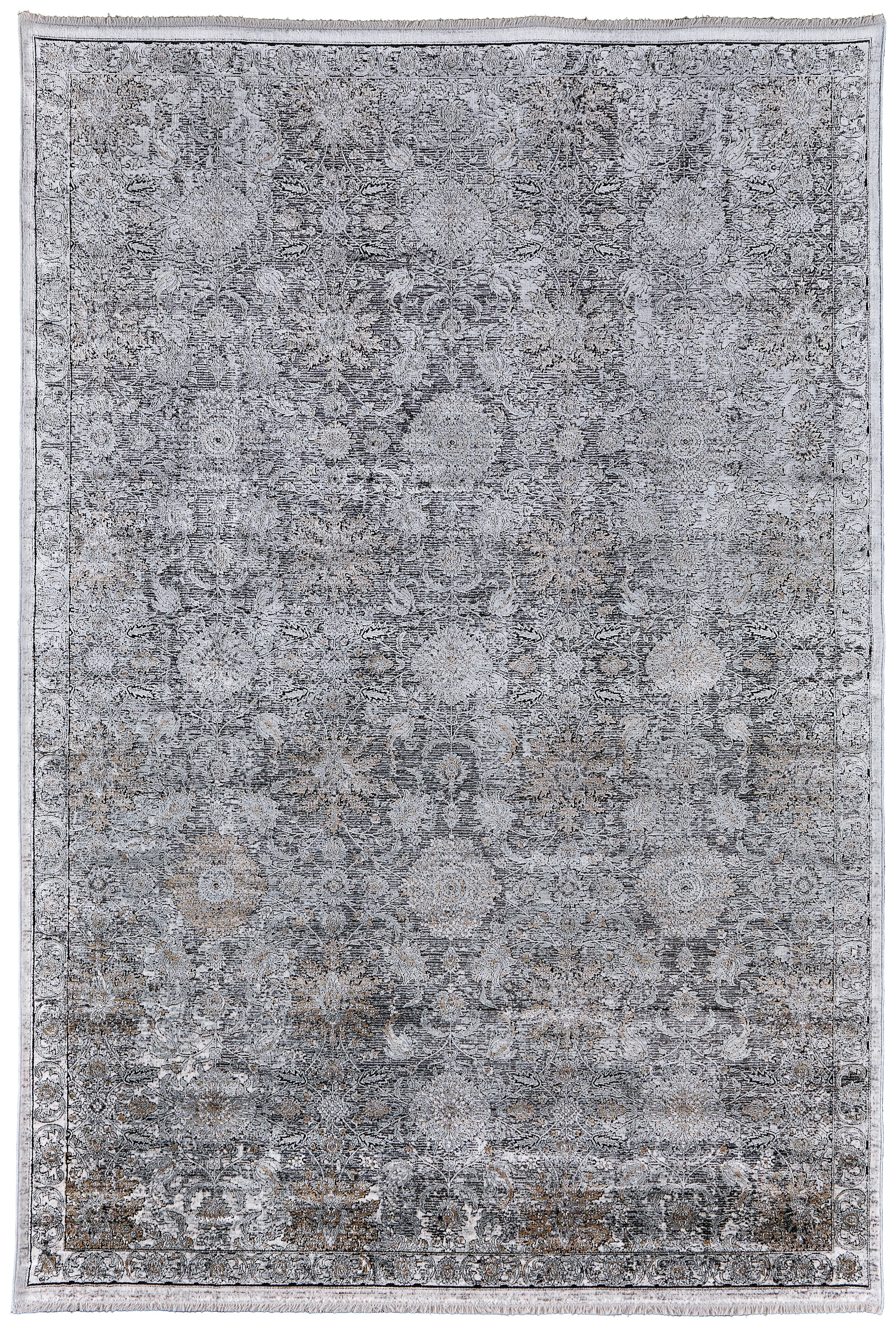 Sarrant Transitional Damask - Gray/Silver/Tan Area Rug