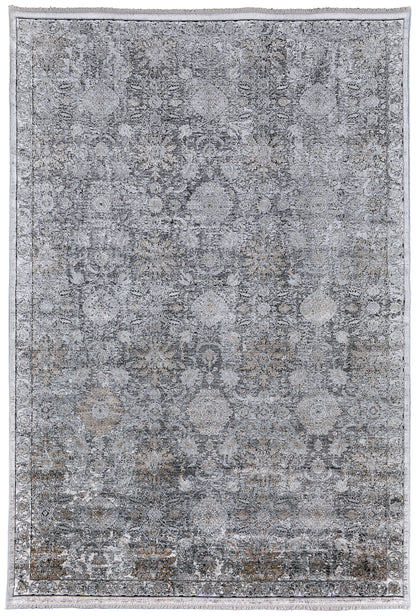 Sarrant Transitional Damask - Gray/Silver/Tan Area Rug