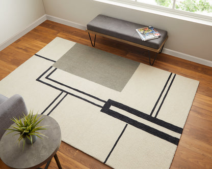 Maguire Transitional Abstract - Ivory/Gray/Black Area Rug