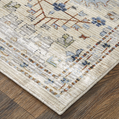 Melrose Traditional Floral & Botanical - Tan/Blue/Red Area Rug