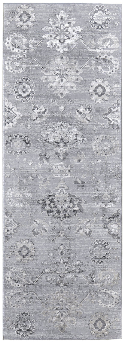 Macklaine Transitional Damask - Silver/Black