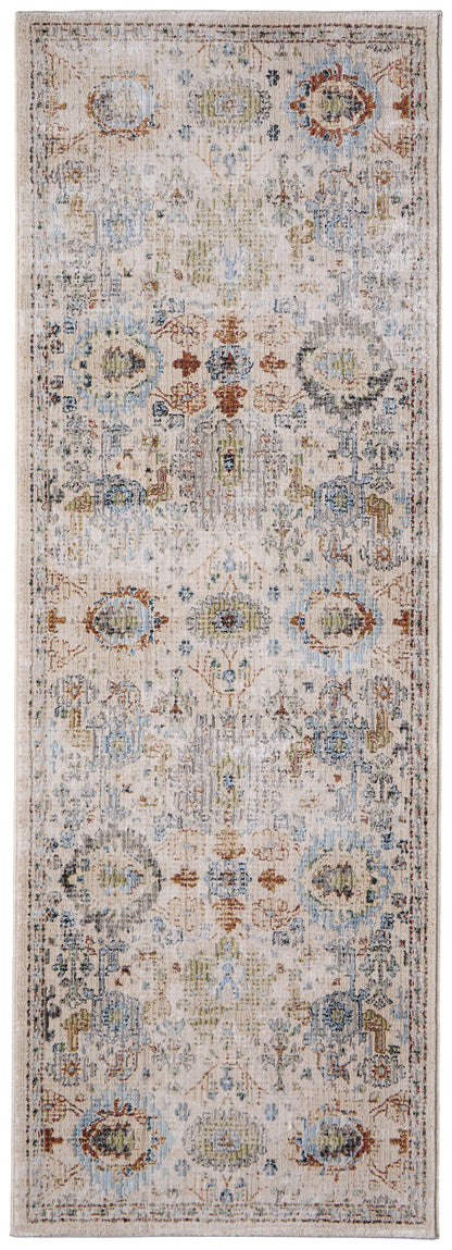 Melrose Traditional Floral & Botanical - Tan/Blue/Red Area Rug