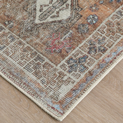 Percy Transitional Medallion - Ivory/Orange/Brown Area Rug