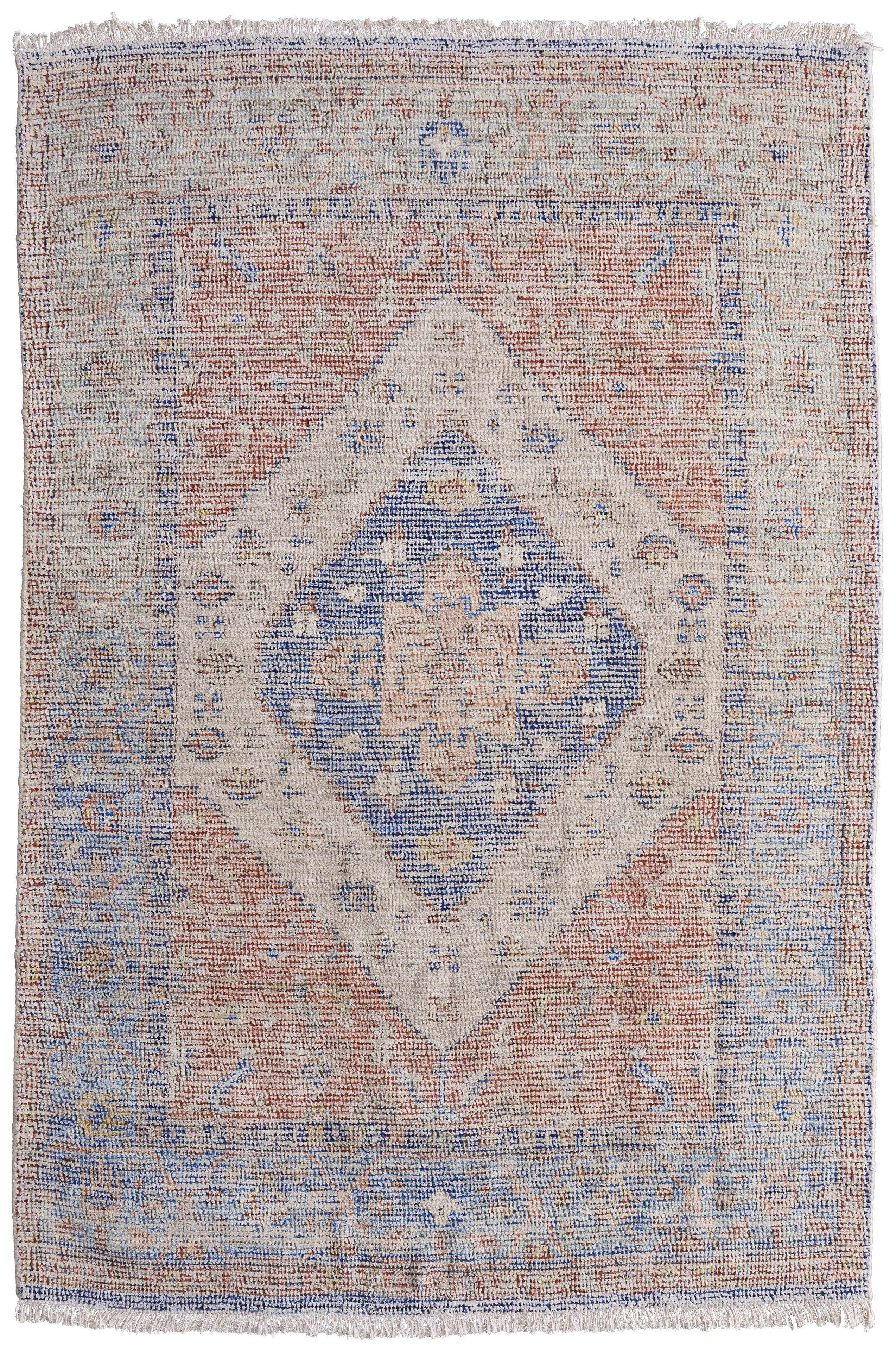 Caldwell Transitional Distressed - Ivory/Blue/Red Area Rug