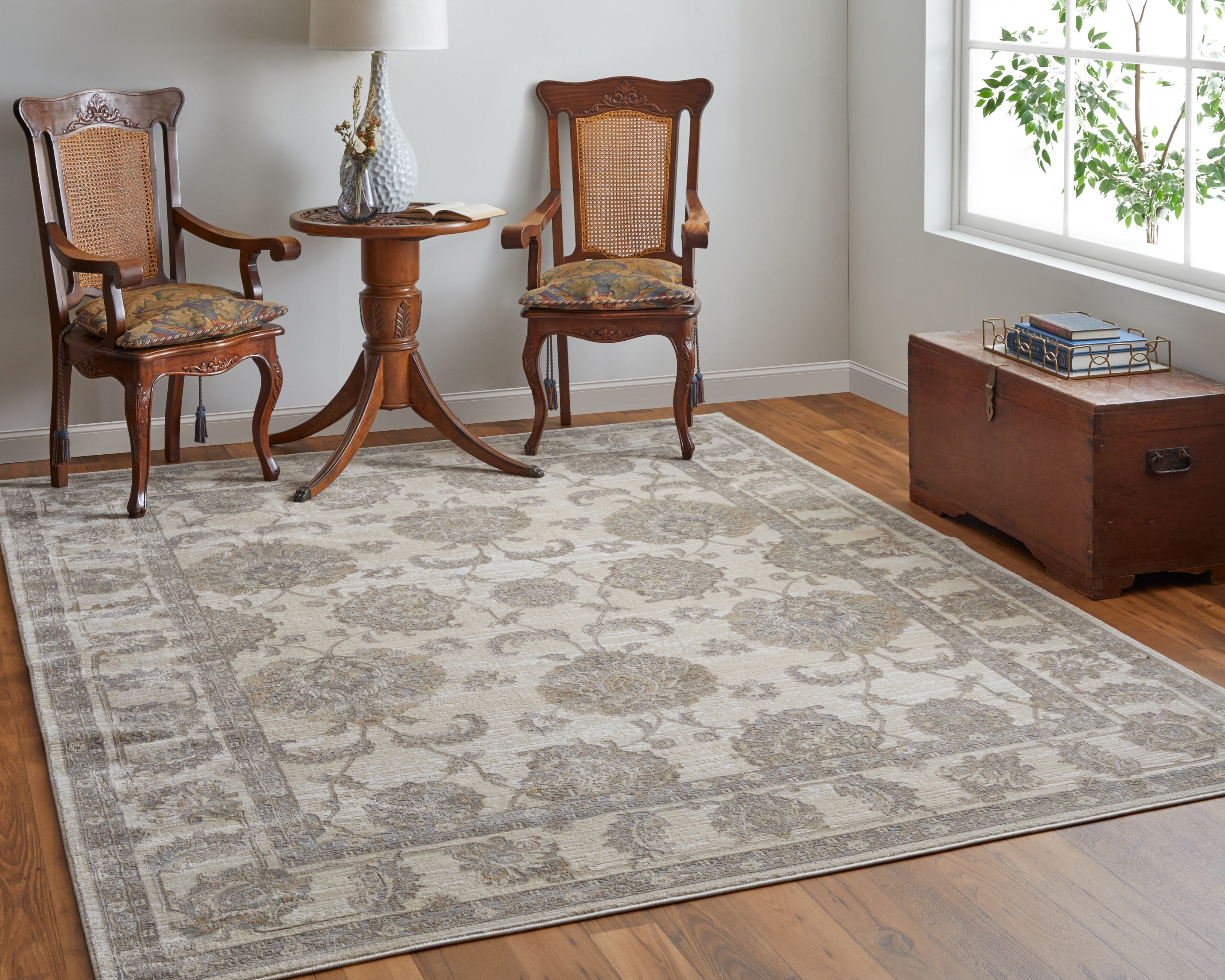 Celene Traditional Bordered - Tan/Ivory/Brown Area Rug