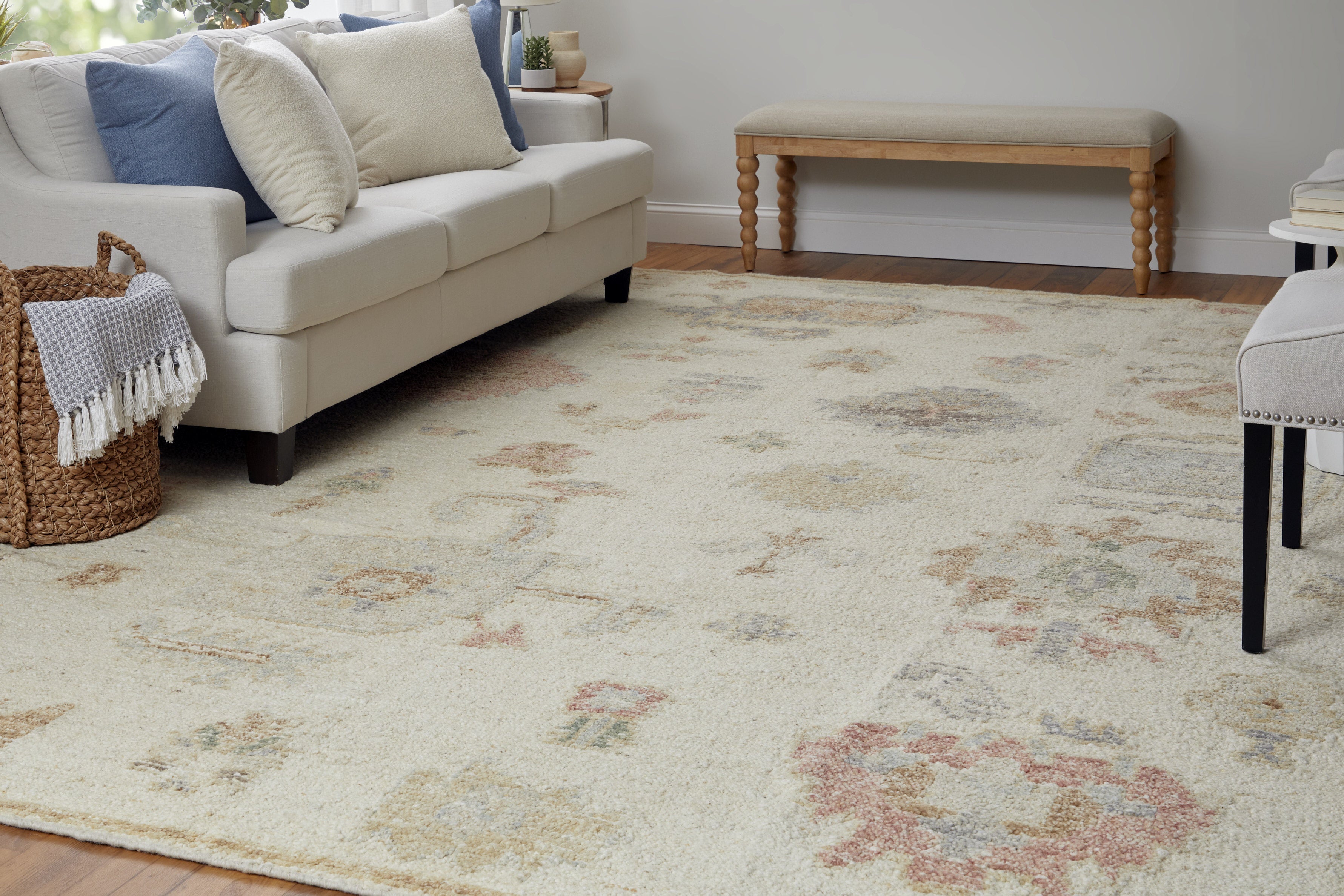 Grafton Transitional Floral & Botanical - Ivory/Orange/Gray Area Rug