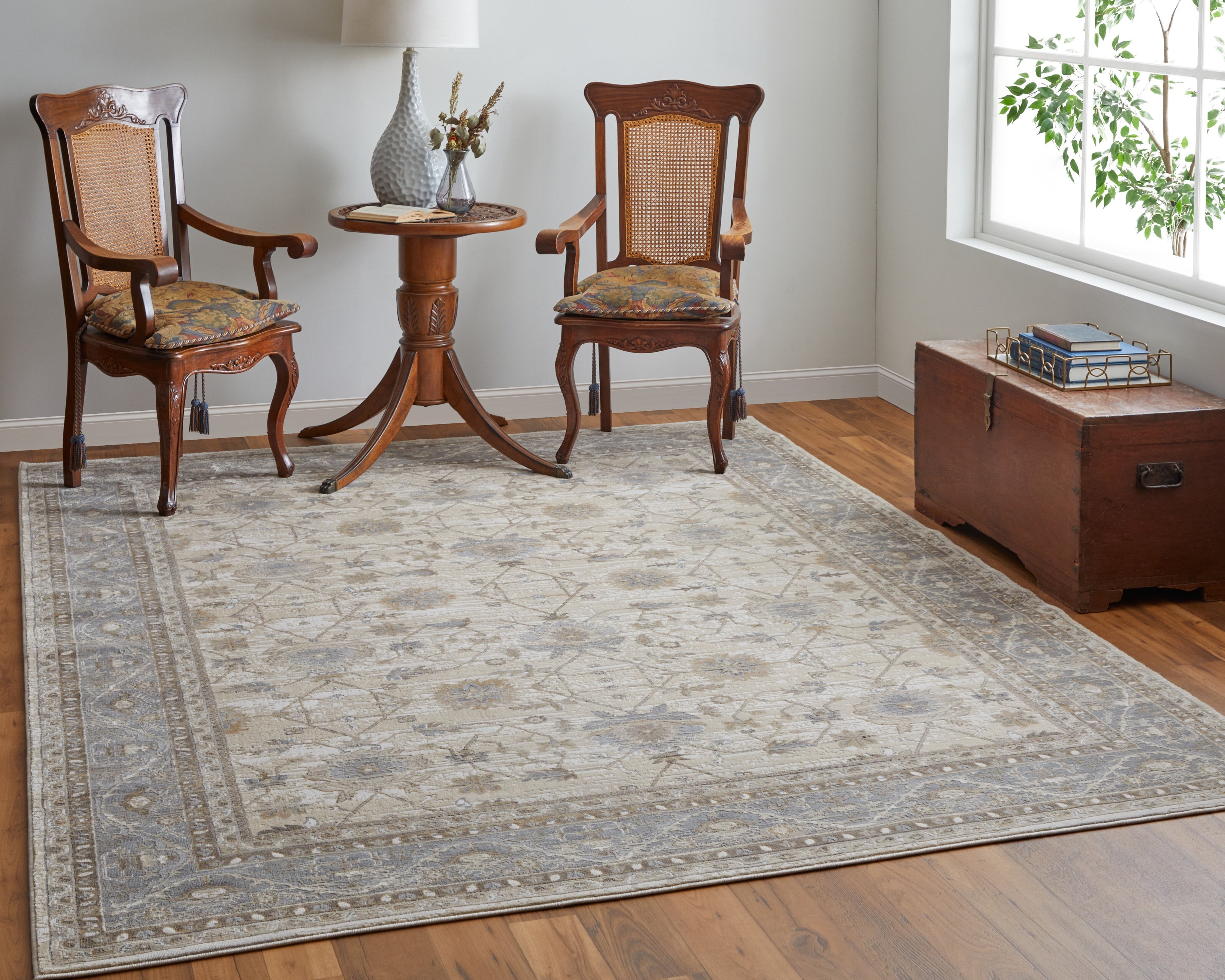 Celene Traditional Bordered - Tan/Ivory/Gray Area Rug
