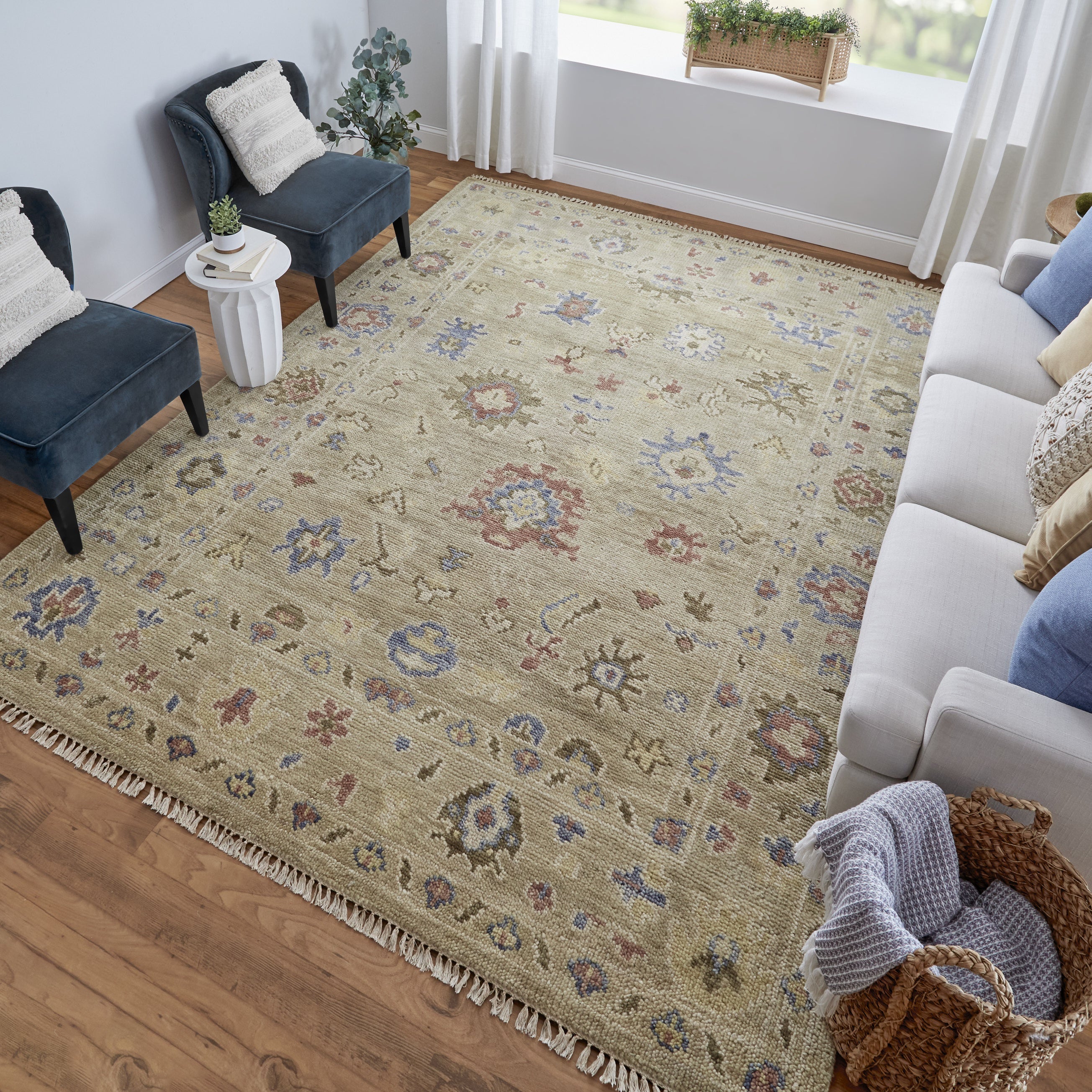 Fillmore Transitional Floral & Botanical - Brown/Tan/Blue Area Rug