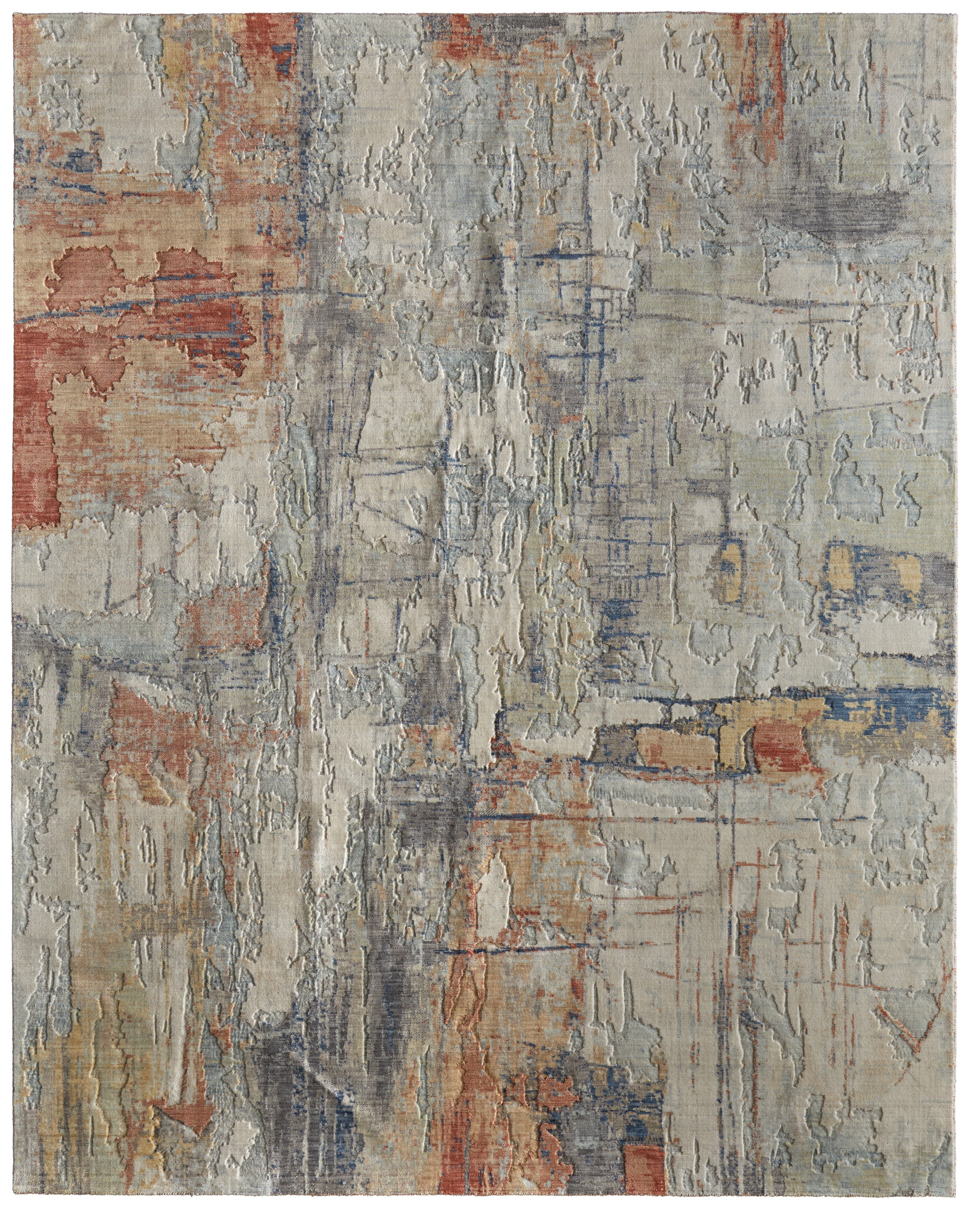 Jaxson Modern Abstract - Gray/Orange/Ivory Area Rug