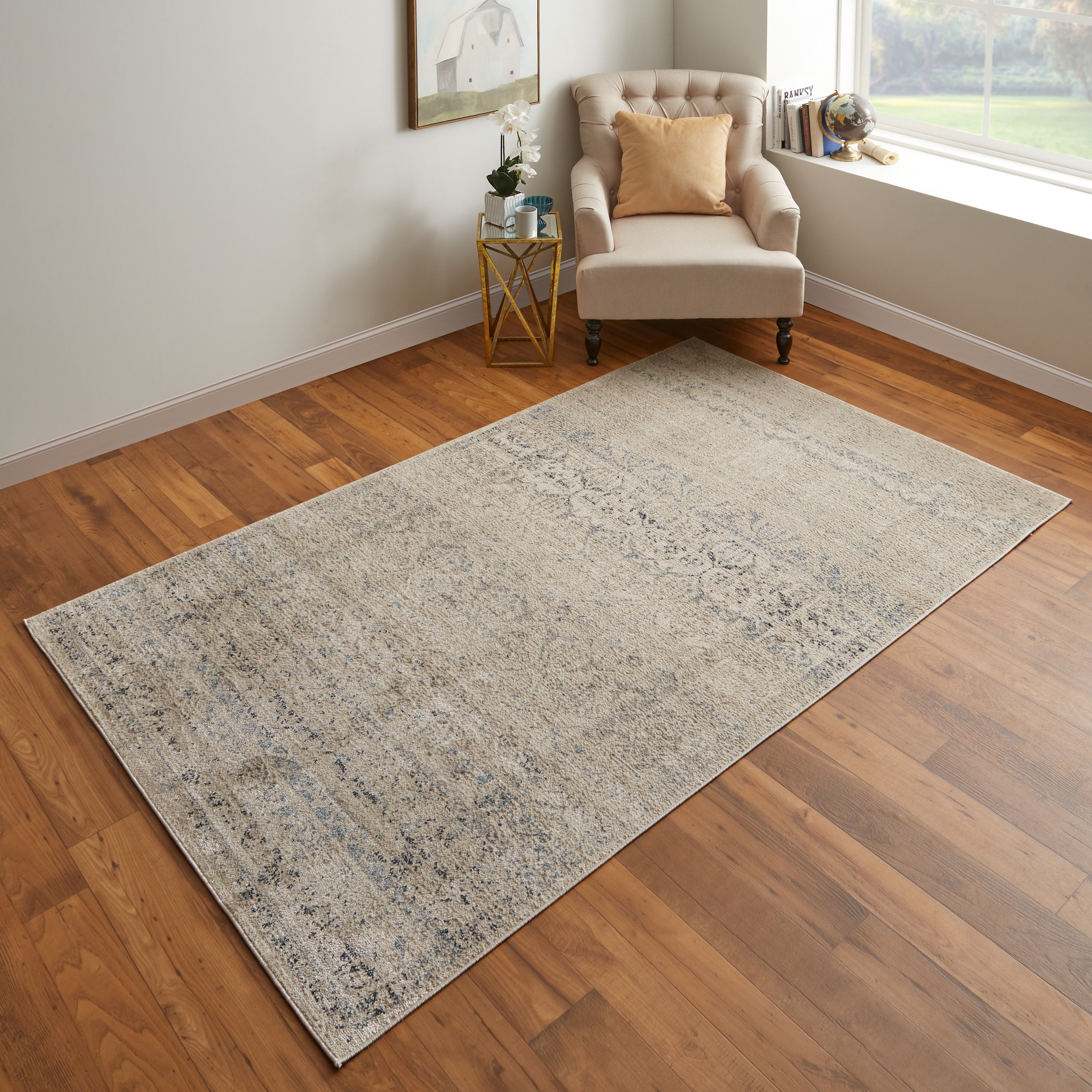 Camellia Transitional Bordered - Ivory/Gray