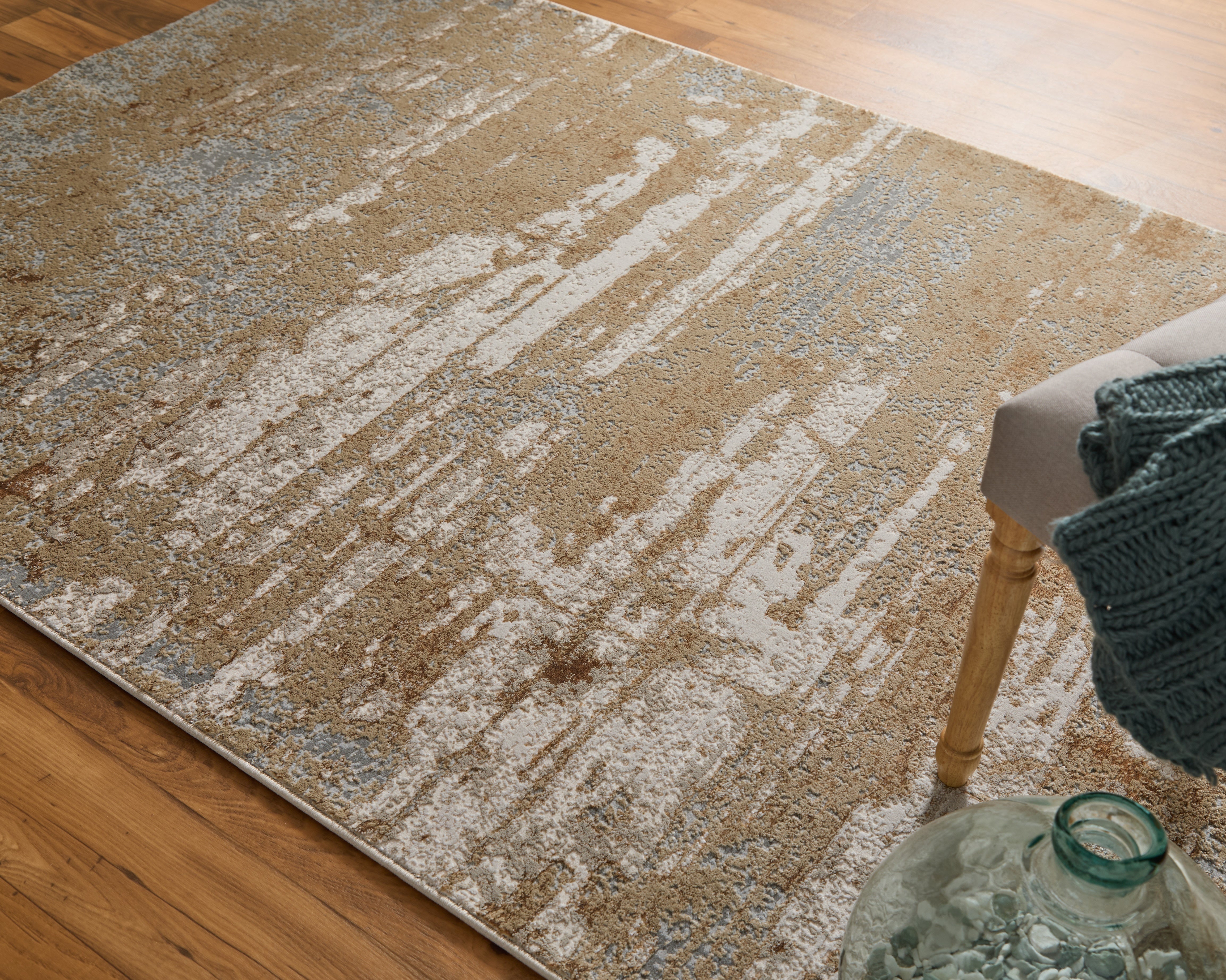 Aura Modern Abstract - Ivory/Gold/Gray Area Rug