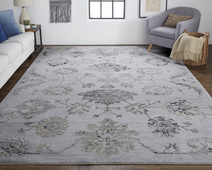 Macklaine Transitional Damask - Silver/Black