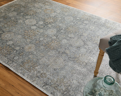 Sarrant Transitional Damask - Gray/Silver/Tan Area Rug