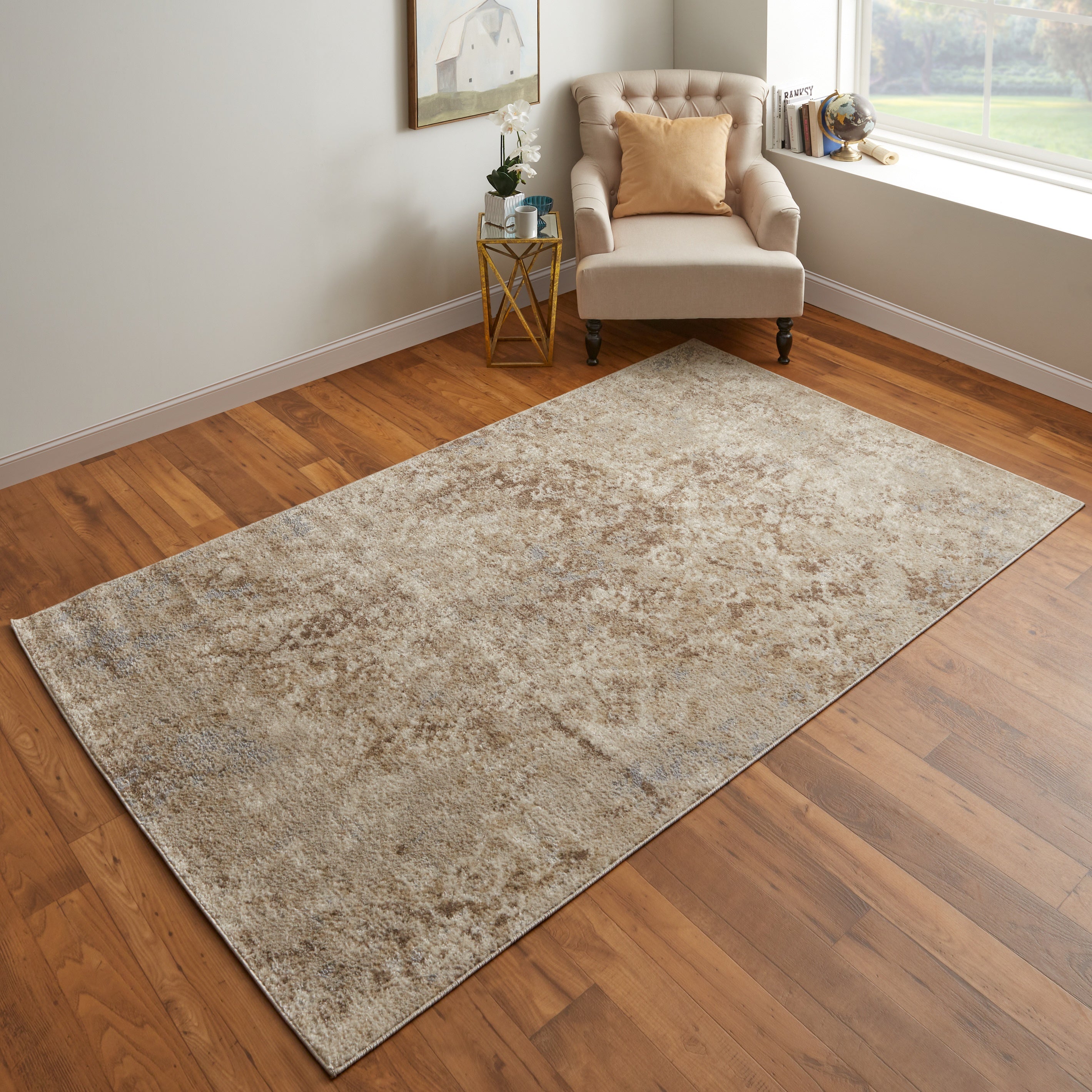 Camellia Transitional Abstract - Tan/Ivory