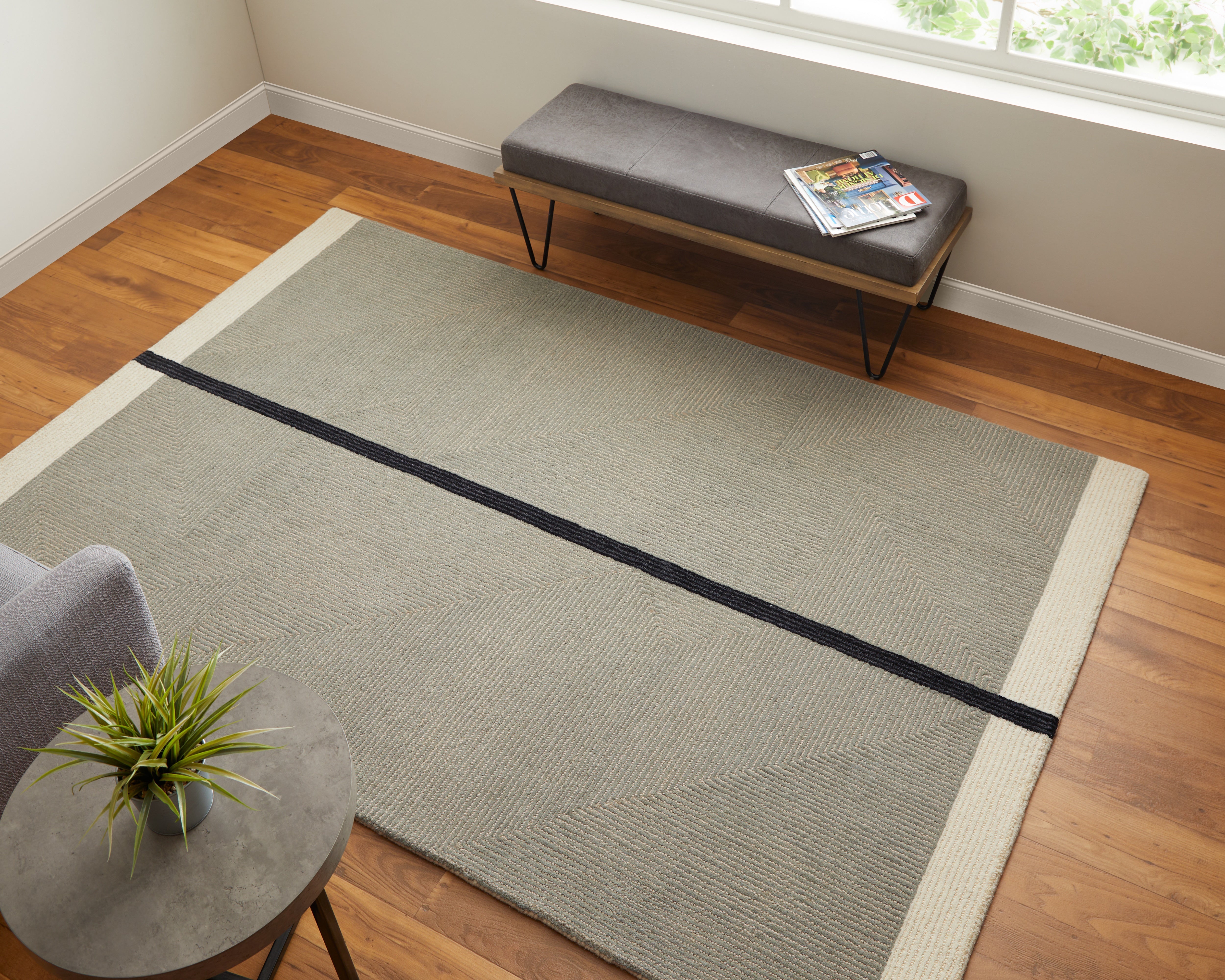 Maguire Transitional Abstract - Taupe/Black Area Rug