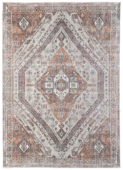 Percy Transitional Medallion - Ivory/Orange/Brown Area Rug