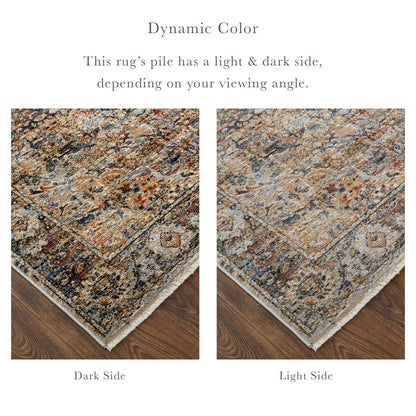 Kaia Transitional Medallion - Tan/Orange/Blue Area Rug