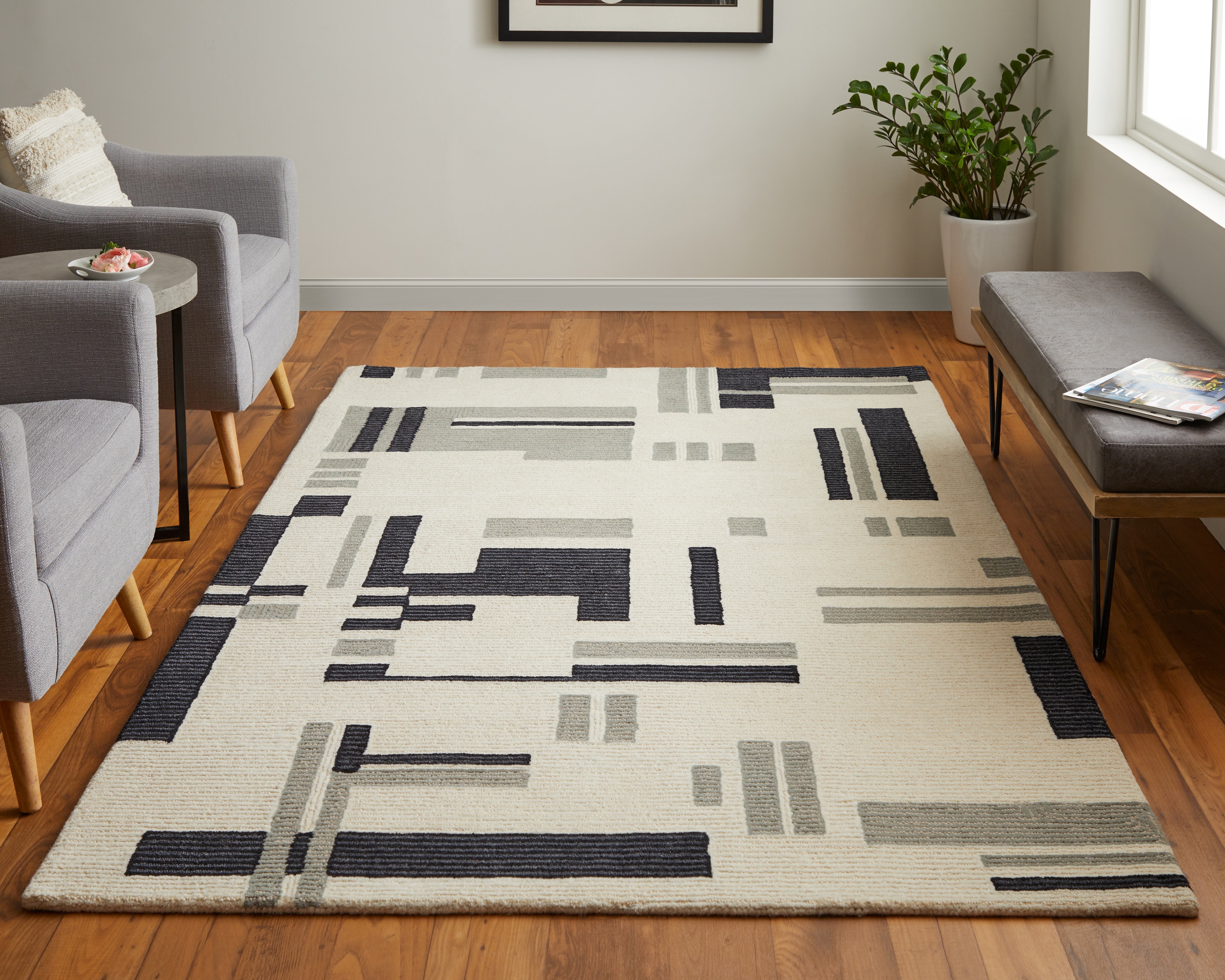 Maguire Transitional Abstract - Ivory/Taupe Area Rug