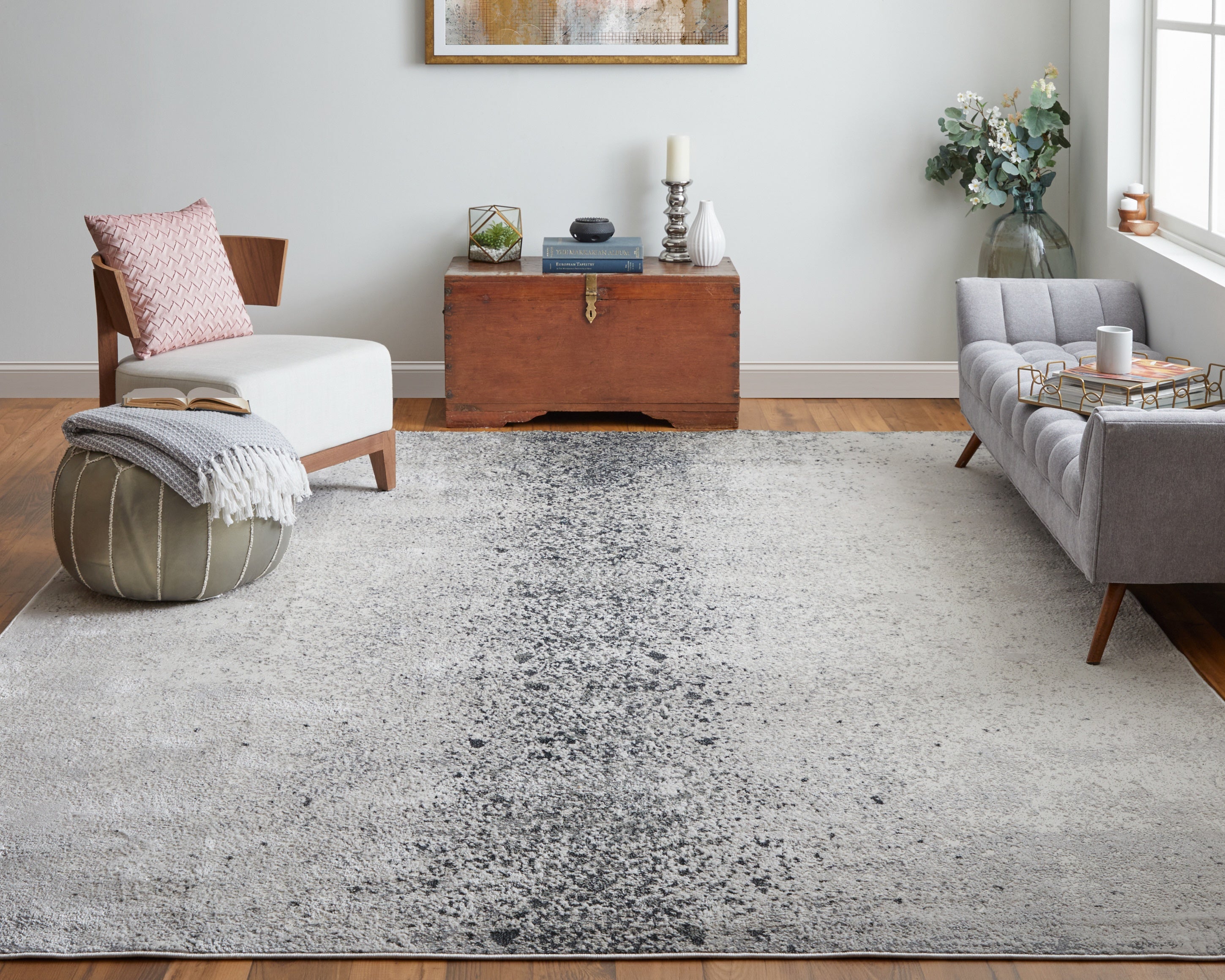 Astra Transitional Abstract - Ivory/Gray/Black Area Rug