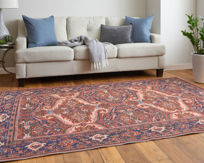Rawlins Transitional Medallion - Red/Tan/Blue Area Rug