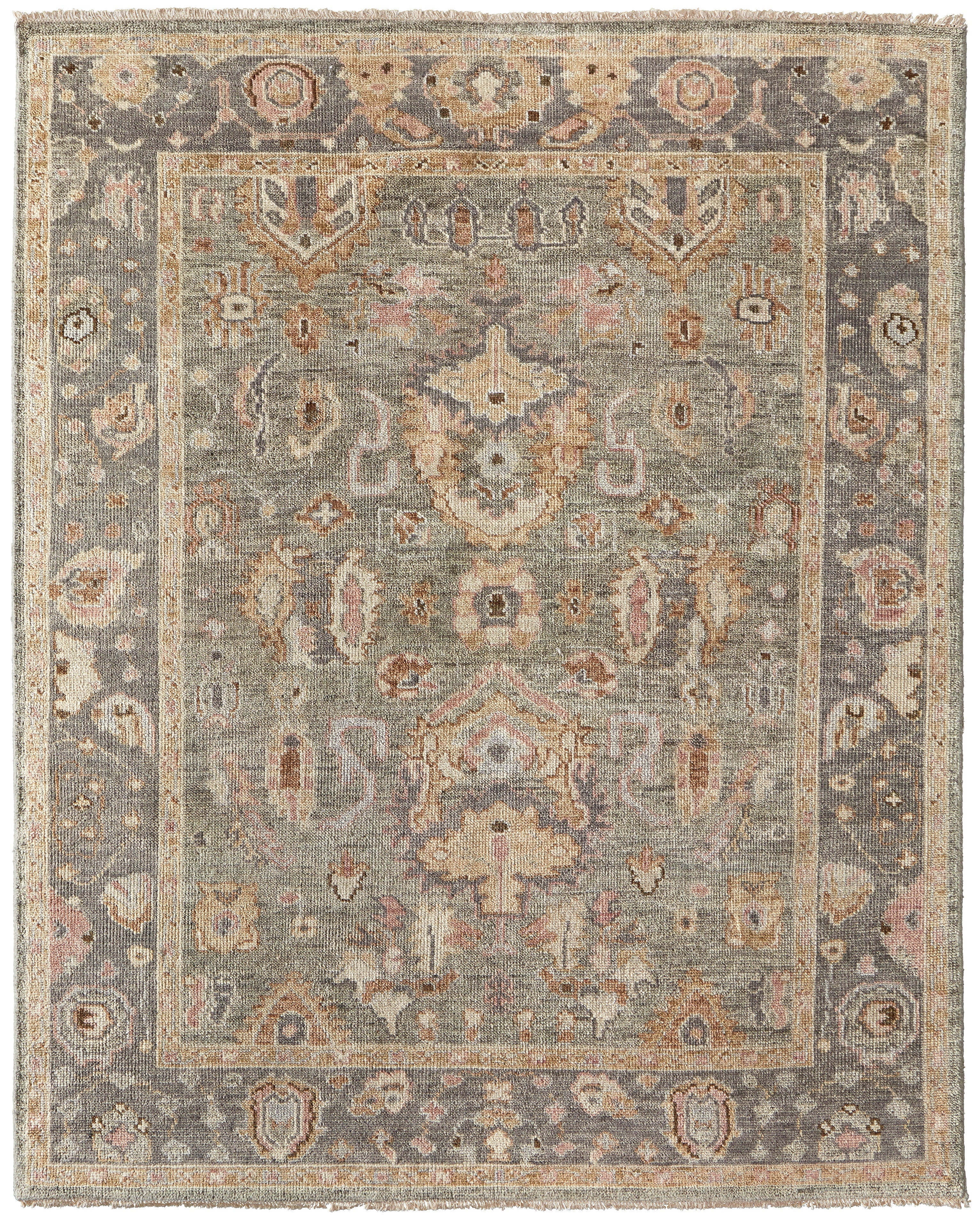 Carrington Traditional Oriental - Gray/Gold/Pink Area Rug