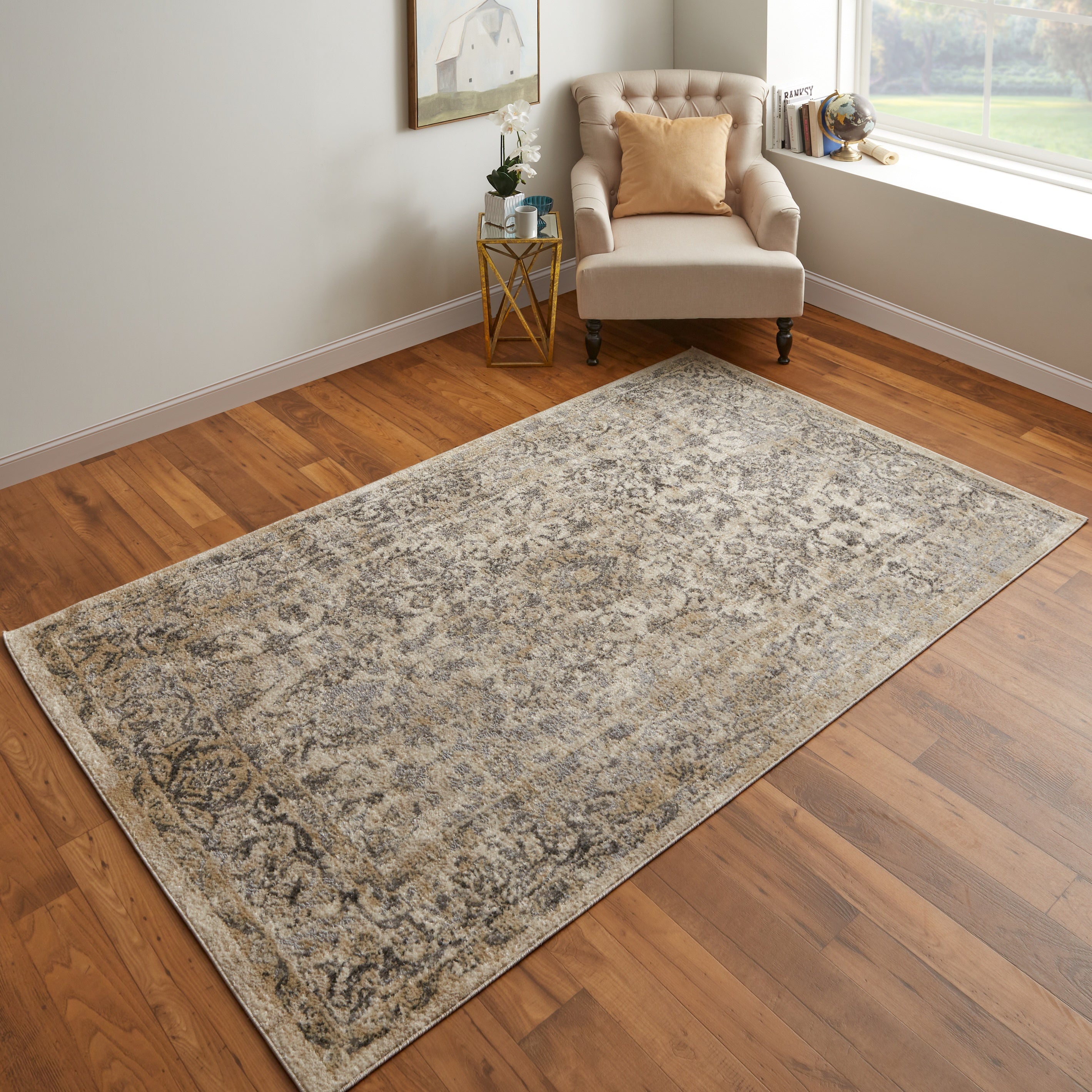 Camellia Transitional Floral & Botanical - Gray/Ivory