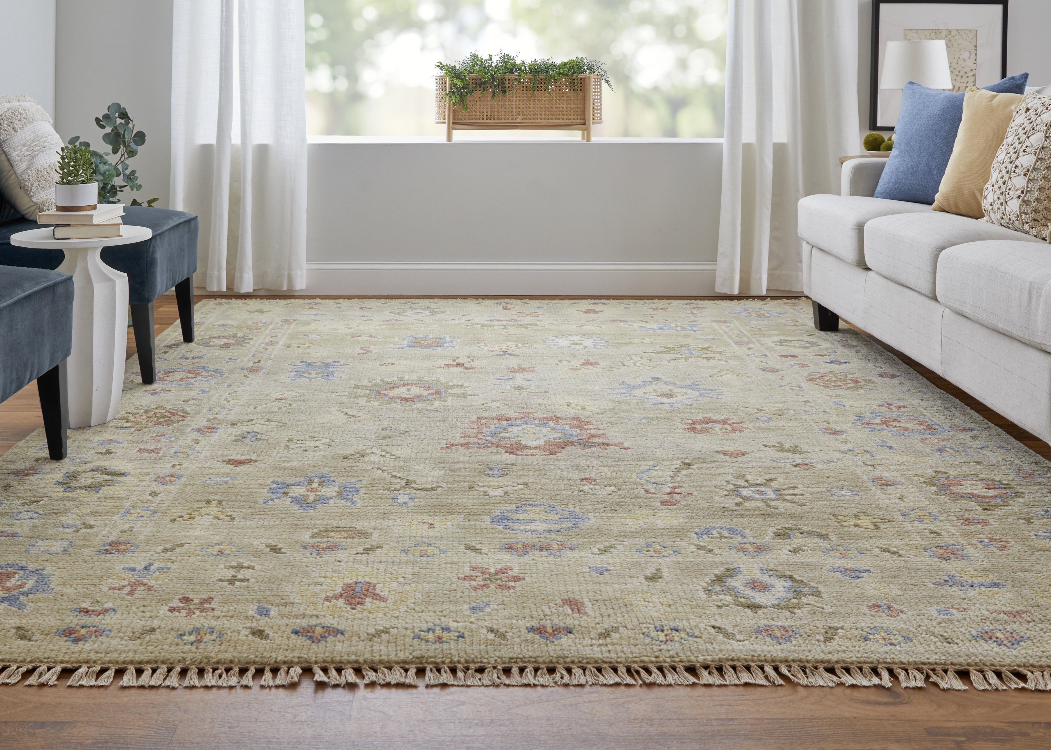 Fillmore Transitional Floral & Botanical - Brown/Tan/Blue Area Rug