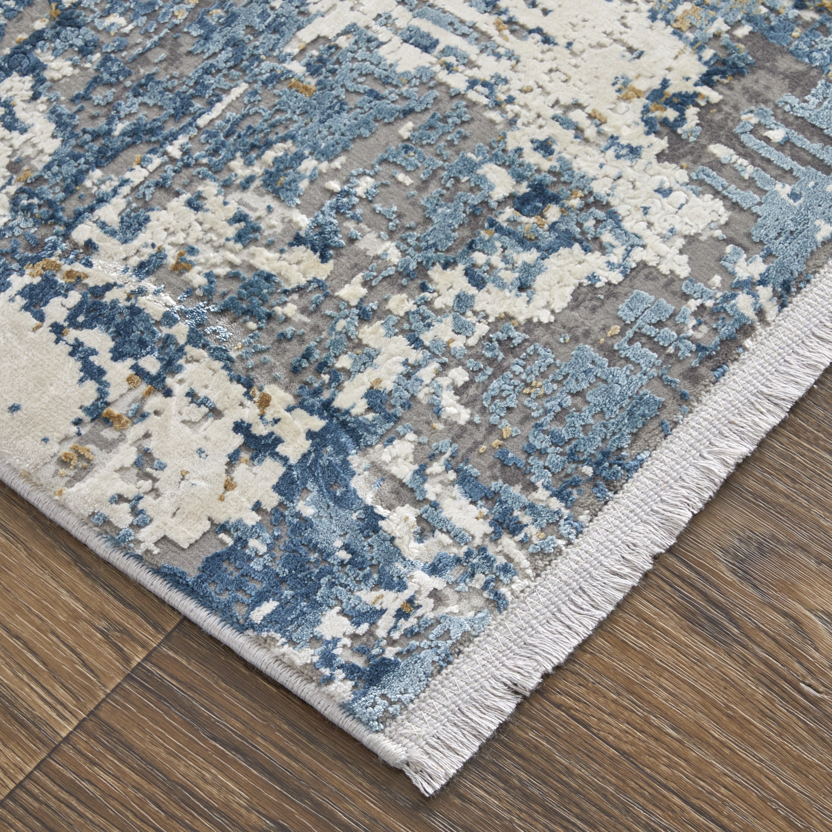 Cadiz Modern Abstract - Ivory/Tan/Blue Area Rug