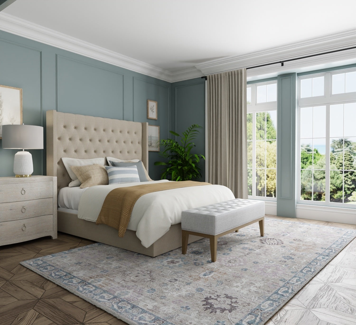Dartmouth Transitional Floral & Botanical - Gray/Blue/Taupe Area Rug