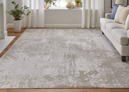 Prasad Modern Abstract - Ivory/Taupe/Silver Area Rug