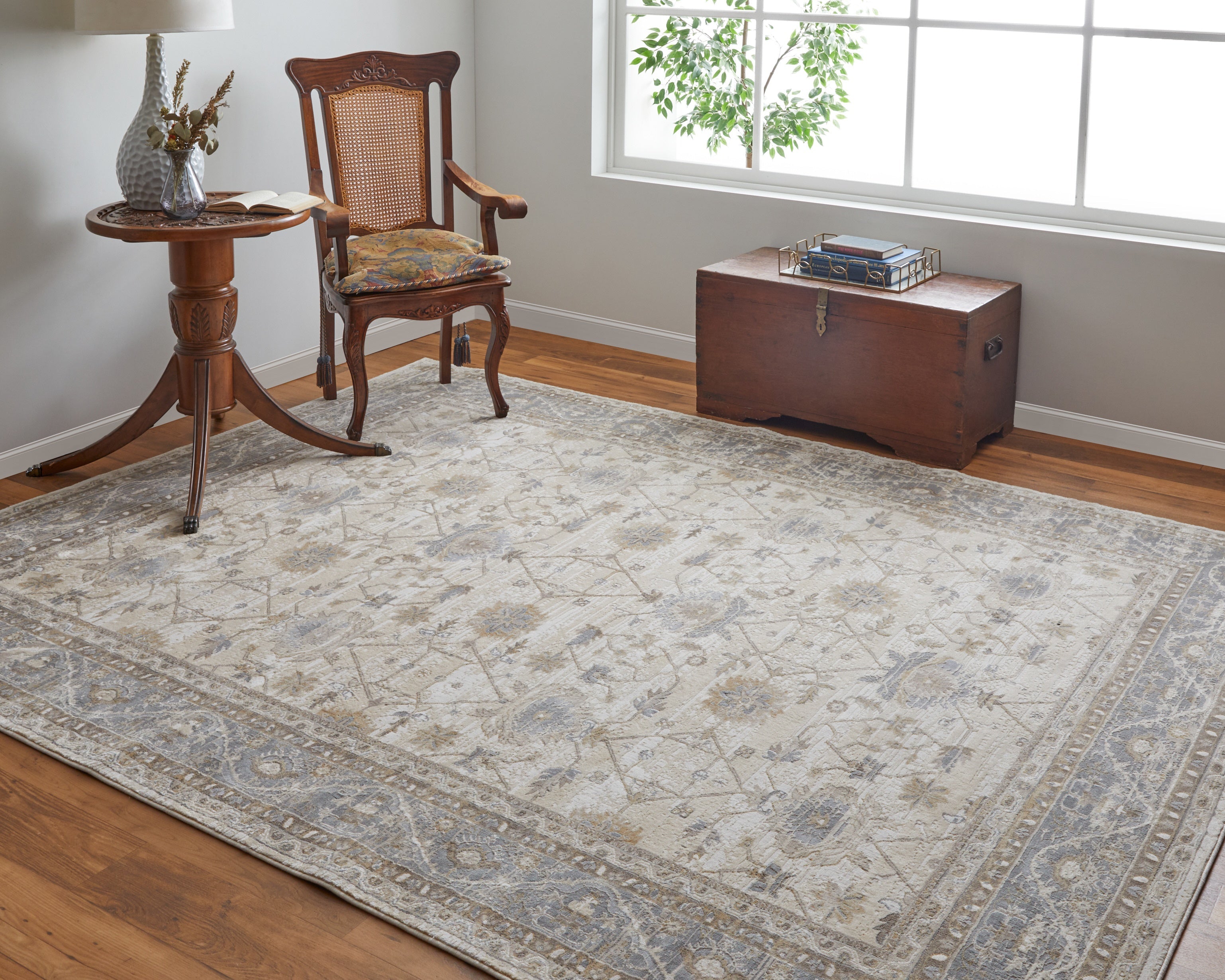 Celene Traditional Bordered - Tan/Ivory/Gray Area Rug