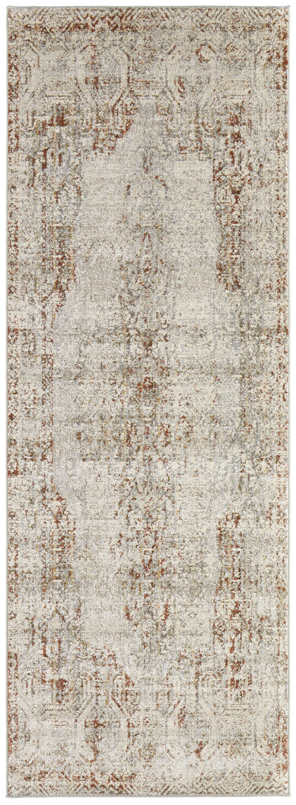 Kaia Transitional Distressed - Tan/Ivory/Orange Area Rug