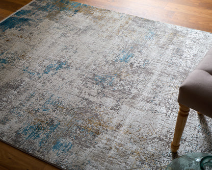 Cadiz Modern Abstract - Ivory/Blue/Gold Area Rug