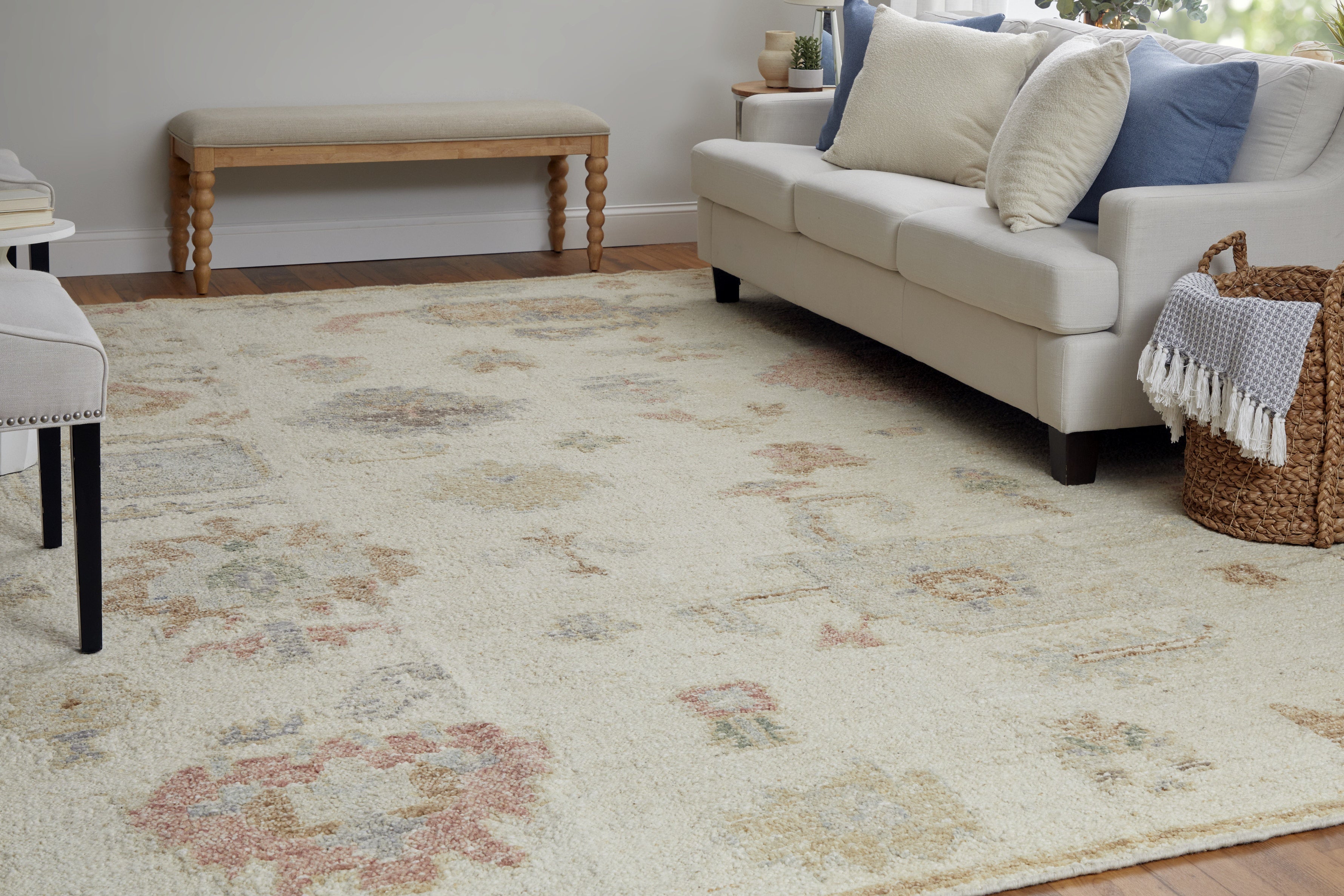 Grafton Transitional Floral & Botanical - Ivory/Orange/Gray Area Rug