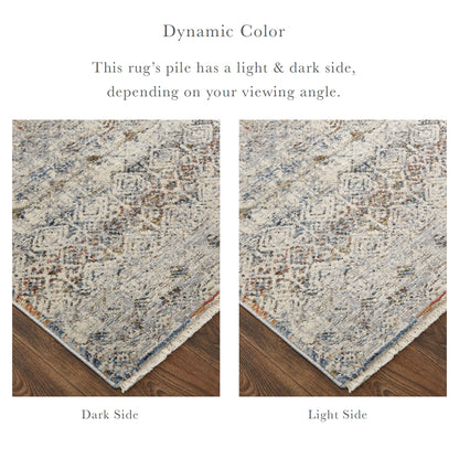 Kaia Transitional Distressed - Tan/Ivory/Blue Area Rug