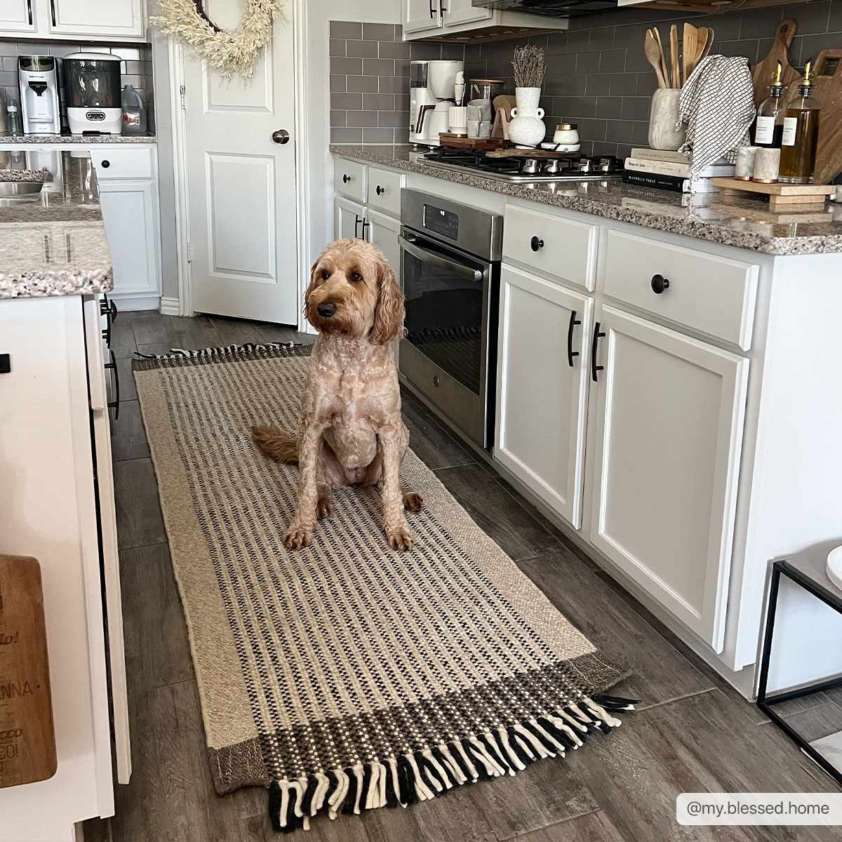 Sumptuous Modern Striped Cream Hand Woven Wool Rug