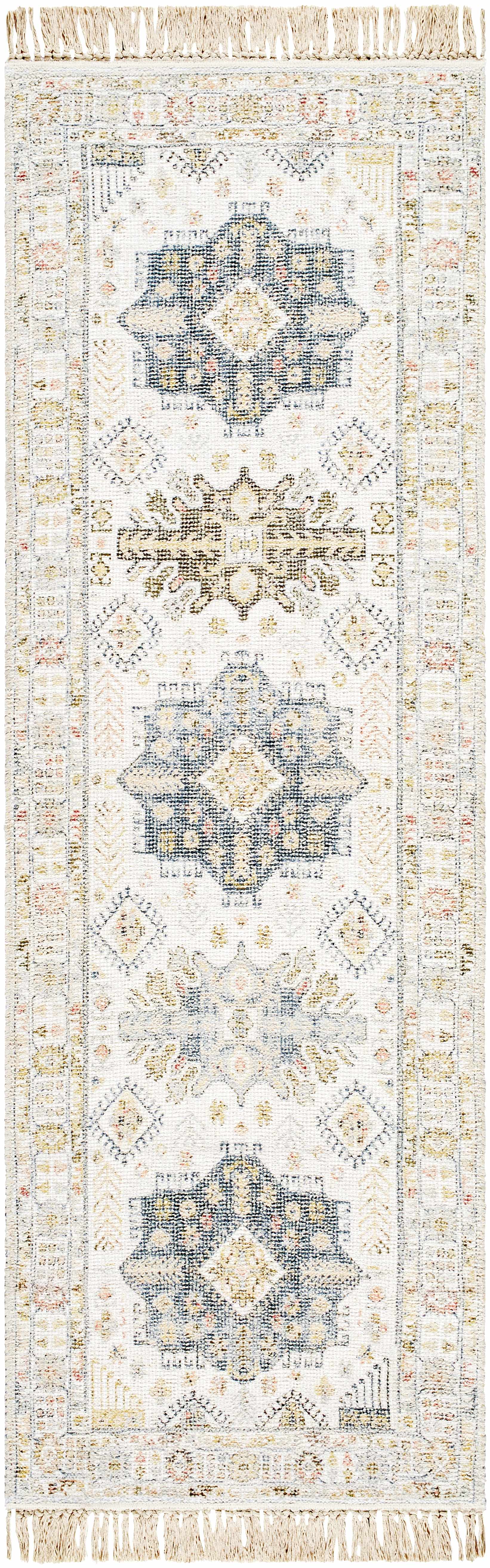 Tasseled Hand-Loomed Traditional Beige Rug