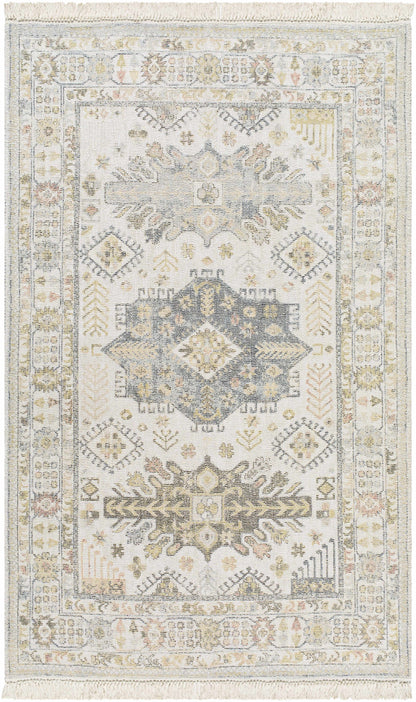 Tasseled Hand-Loomed Traditional Beige Rug