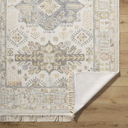 Tasseled Hand-Loomed Traditional Beige Rug