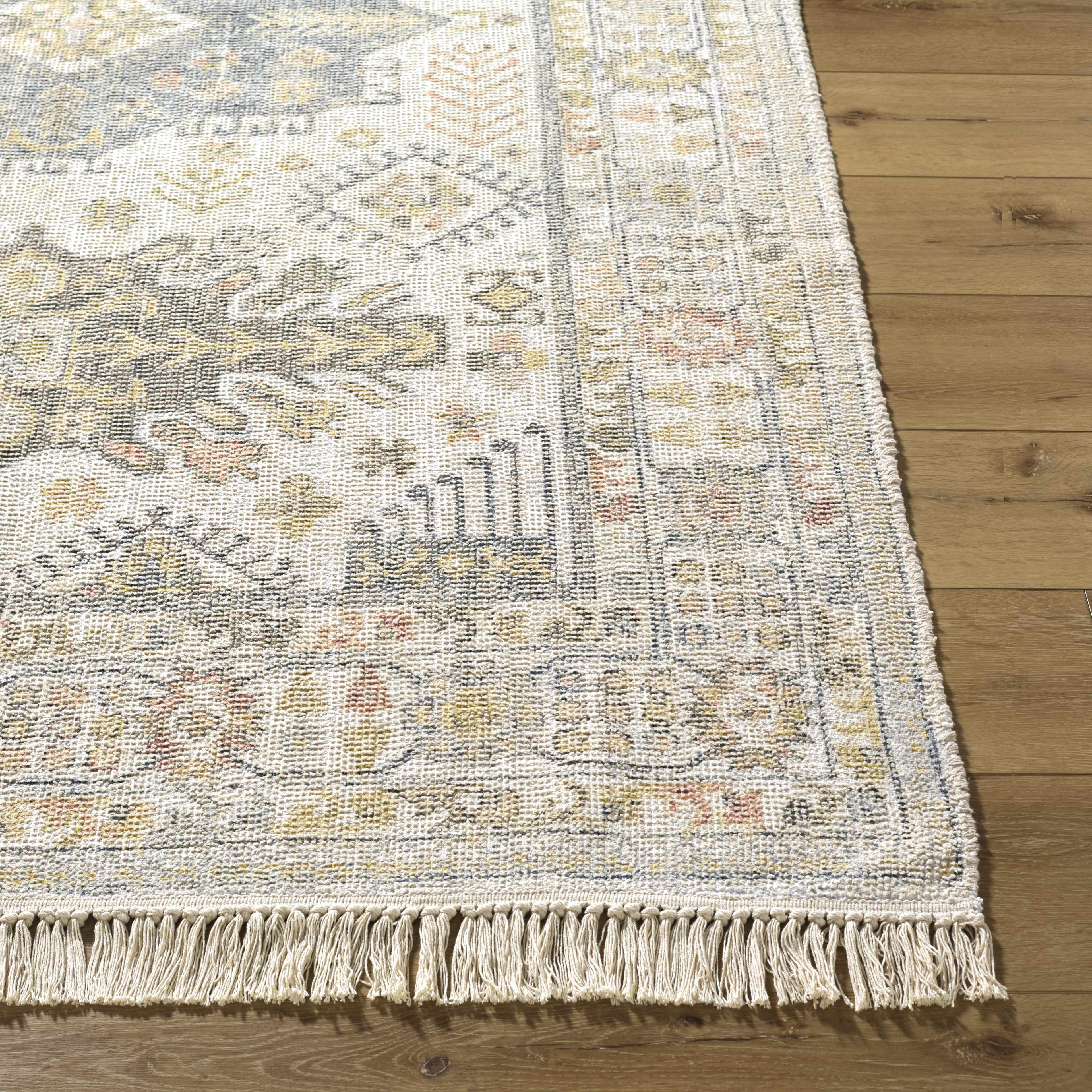 Tasseled Hand-Loomed Traditional Beige Rug