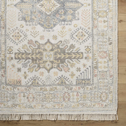 Tasseled Hand-Loomed Traditional Beige Rug