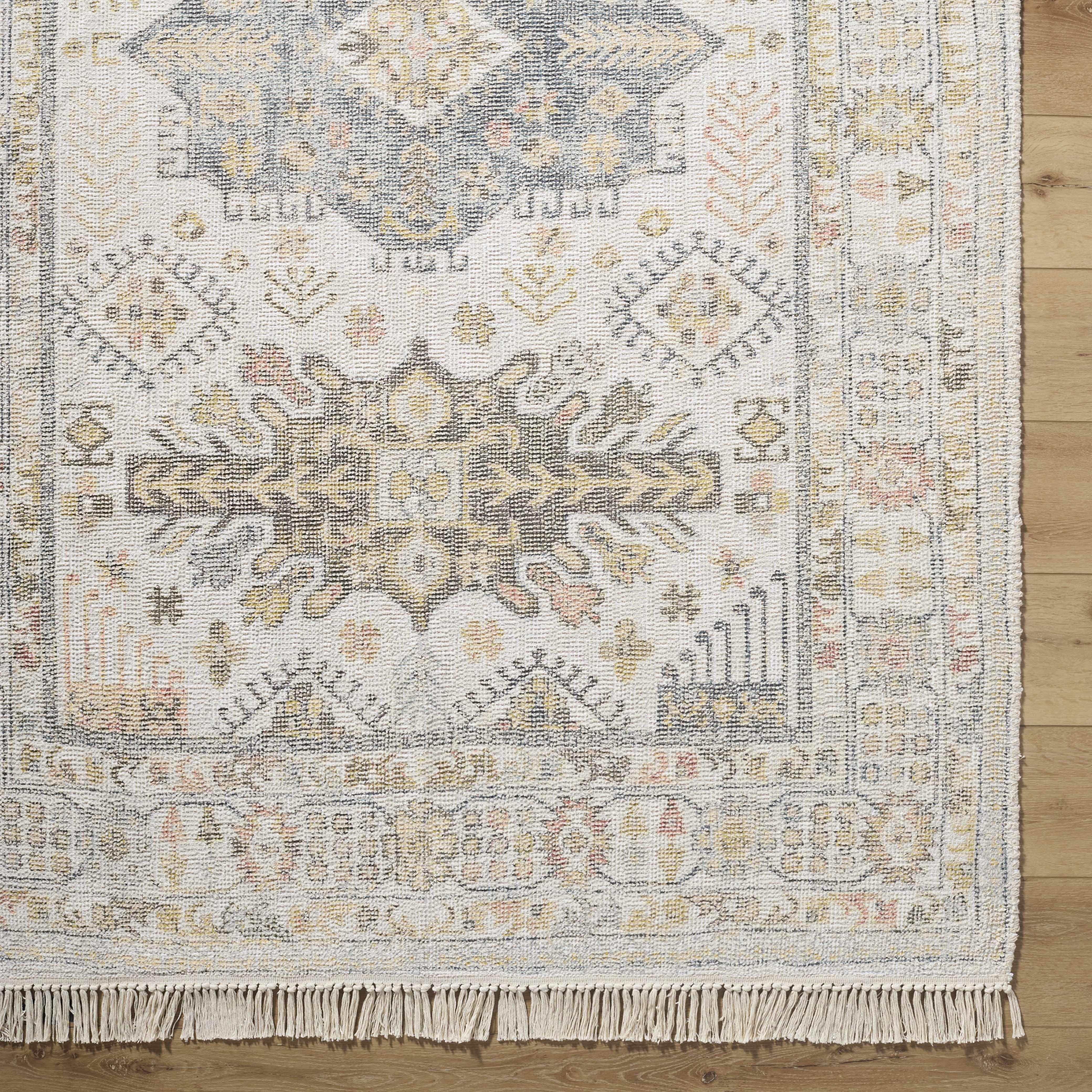Tasseled Hand-Loomed Traditional Beige Rug