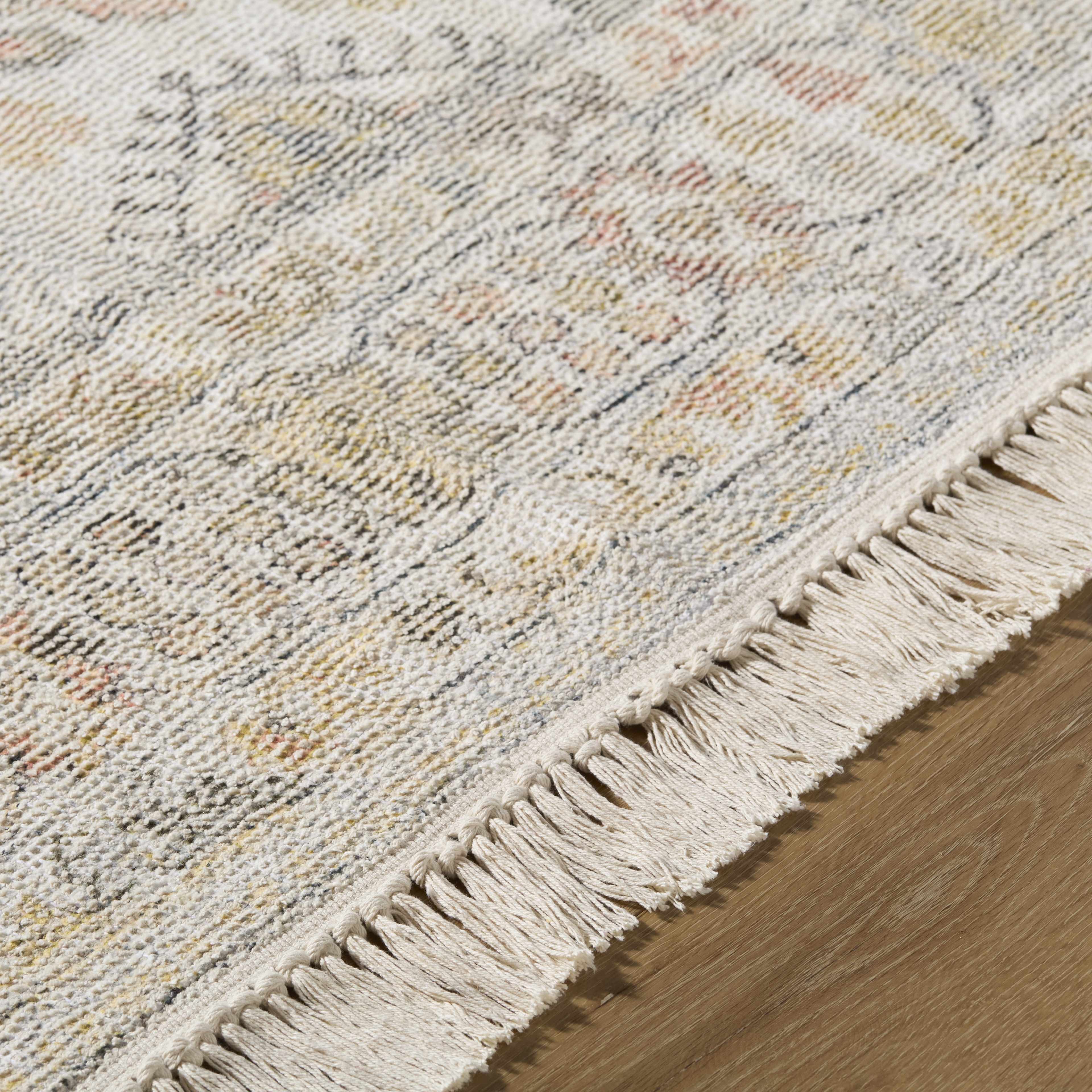 Tasseled Hand-Loomed Traditional Beige Rug