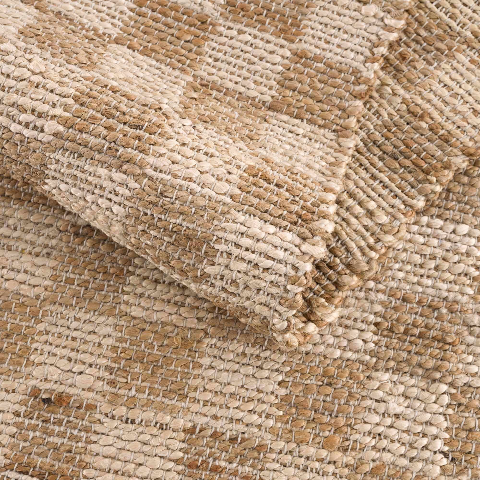 Chic Checkered Beige Hand Woven Jute Area Rug