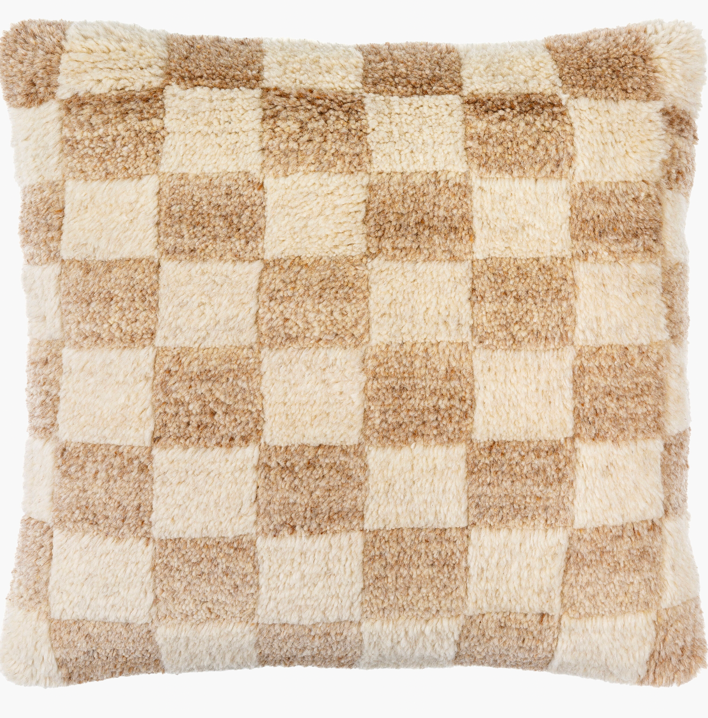 Denver Checkered Ivory Throw Pillow